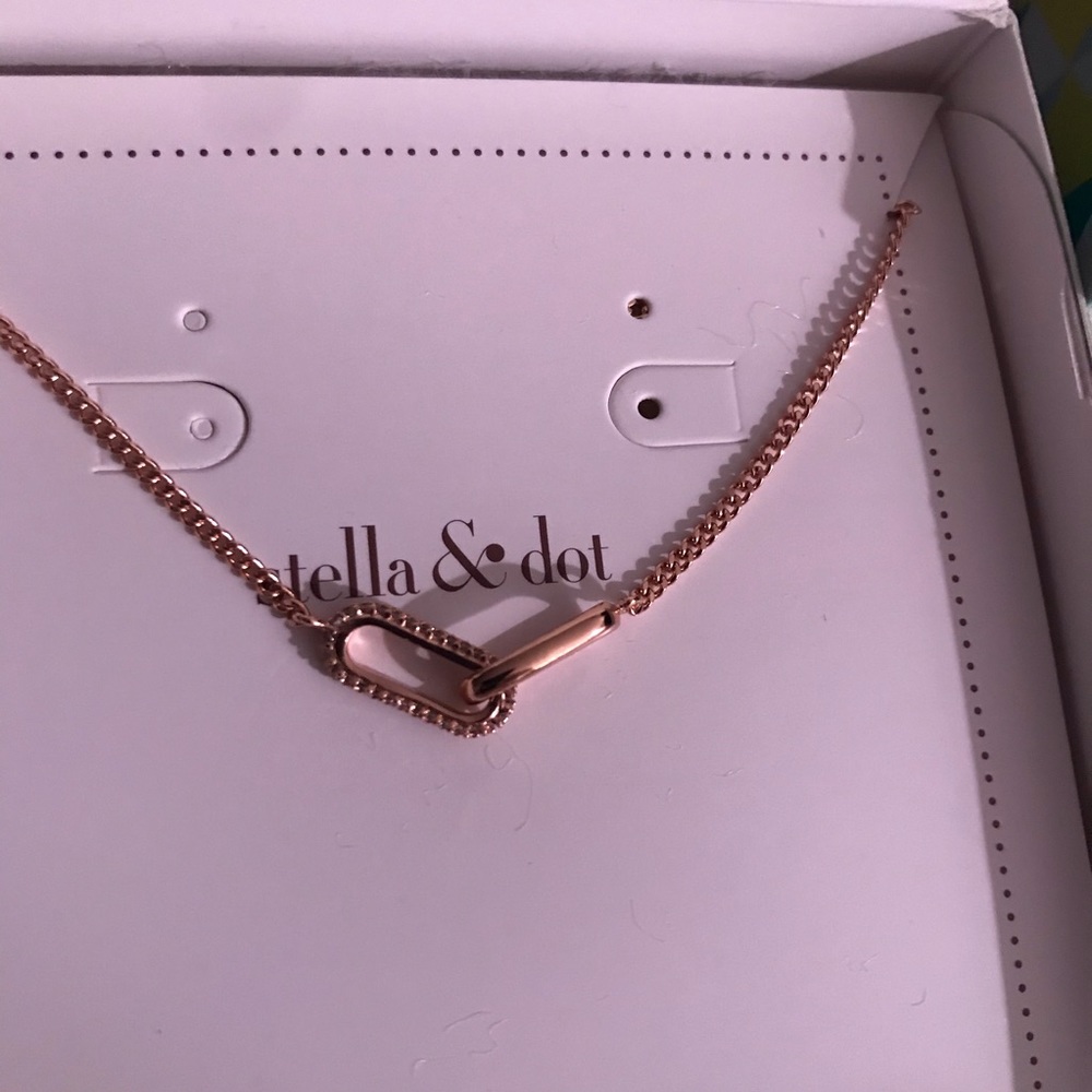 Stella & Dot Rose Gold Love Link Necklace NWT